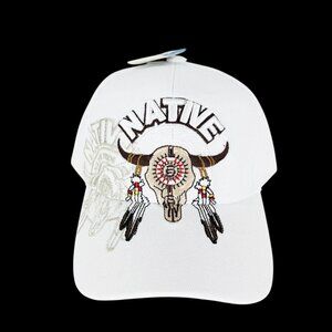 Native Pride Men's White Cap One Size Embroidered Front Adjustable NWT